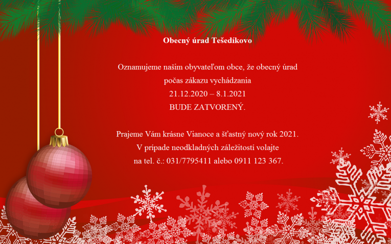 Obecný úrad bude zatvorený počas zákazu vych
